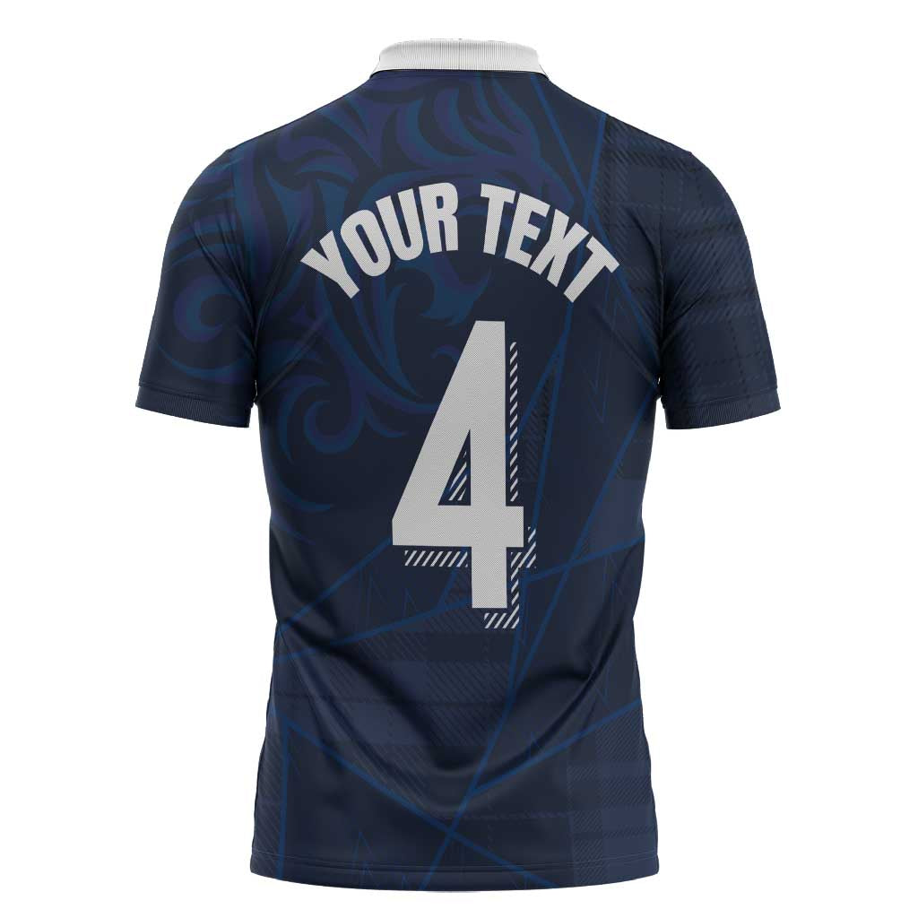 Custom Scotland National Football Zipper Polo Shirt Tartan Patchwork and Sport Lion - Wonder Print Shop