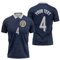 Custom Scotland National Football Zipper Polo Shirt Tartan Patchwork and Sport Lion - Wonder Print Shop
