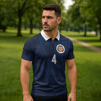 Custom Scotland National Football Zipper Polo Shirt Tartan Patchwork and Sport Lion - Wonder Print Shop