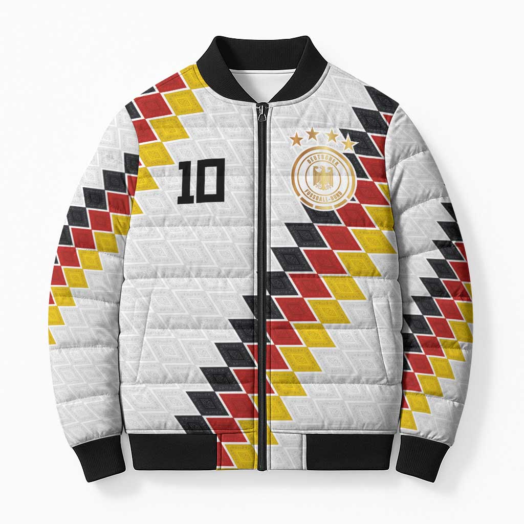 Custom Germany National Football Bomber Puffer Jacket Inspired German Flag and Bavarian Renaissance Motifs - Wonder Print Shop