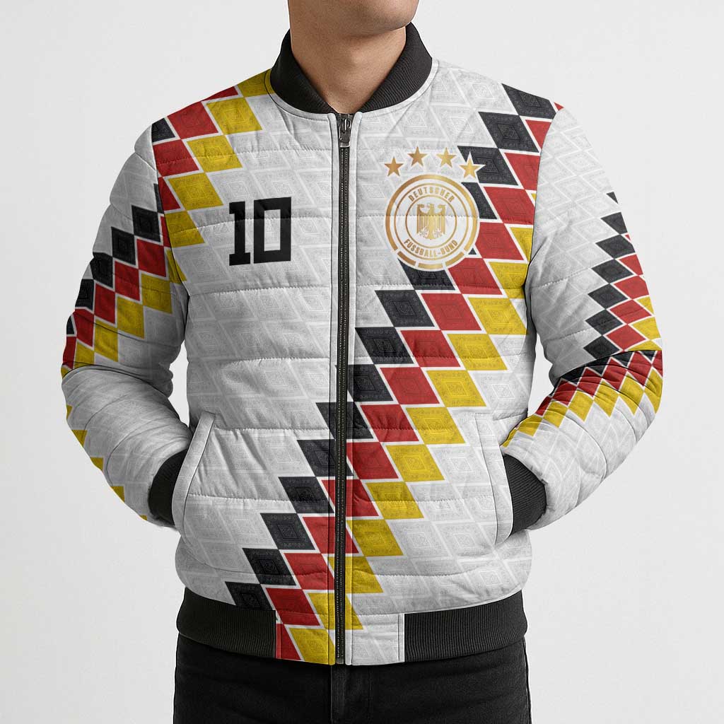 Custom Germany National Football Bomber Puffer Jacket Inspired German Flag and Bavarian Renaissance Motifs - Wonder Print Shop