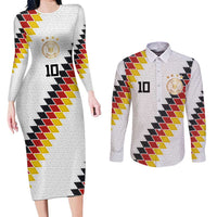 Custom Germany National Football Couples Matching Long Sleeve Bodycon Dress and Long Sleeve Button Shirt Inspired German Flag and Bavarian Renaissance Motifs - Wonder Print Shop