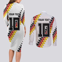 Custom Germany National Football Couples Matching Long Sleeve Bodycon Dress and Long Sleeve Button Shirt Inspired German Flag and Bavarian Renaissance Motifs - Wonder Print Shop