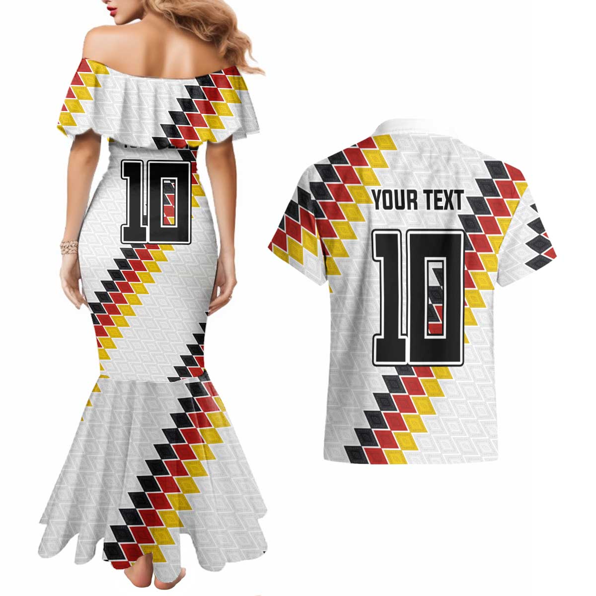Custom Germany National Football Couples Matching Mermaid Dress and Hawaiian Shirt Inspired German Flag and Bavarian Renaissance Motifs - Wonder Print Shop
