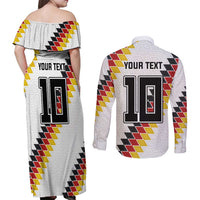 Custom Germany National Football Couples Matching Off Shoulder Maxi Dress and Long Sleeve Button Shirt Inspired German Flag and Bavarian Renaissance Motifs - Wonder Print Shop