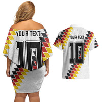 Custom Germany National Football Couples Matching Off Shoulder Short Dress and Hawaiian Shirt Inspired German Flag and Bavarian Renaissance Motifs - Wonder Print Shop