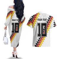 Custom Germany National Football Couples Matching Off The Shoulder Long Sleeve Dress and Hawaiian Shirt Inspired German Flag and Bavarian Renaissance Motifs - Wonder Print Shop