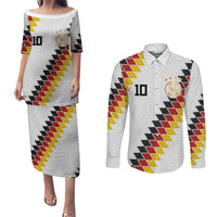 Custom Germany National Football Couples Matching Puletasi and Long Sleeve Button Shirt Inspired German Flag and Bavarian Renaissance Motifs - Wonder Print Shop