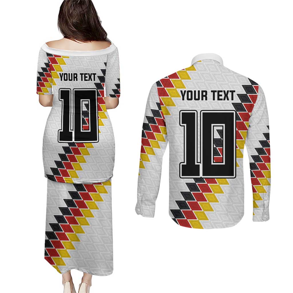 Custom Germany National Football Couples Matching Puletasi and Long Sleeve Button Shirt Inspired German Flag and Bavarian Renaissance Motifs - Wonder Print Shop