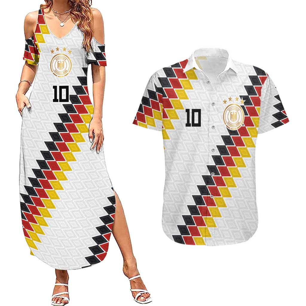 Custom Germany National Football Couples Matching Summer Maxi Dress and Hawaiian Shirt Inspired German Flag and Bavarian Renaissance Motifs - Wonder Print Shop