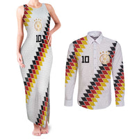 Custom Germany National Football Couples Matching Tank Maxi Dress and Long Sleeve Button Shirt Inspired German Flag and Bavarian Renaissance Motifs - Wonder Print Shop