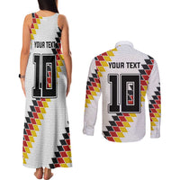Custom Germany National Football Couples Matching Tank Maxi Dress and Long Sleeve Button Shirt Inspired German Flag and Bavarian Renaissance Motifs - Wonder Print Shop