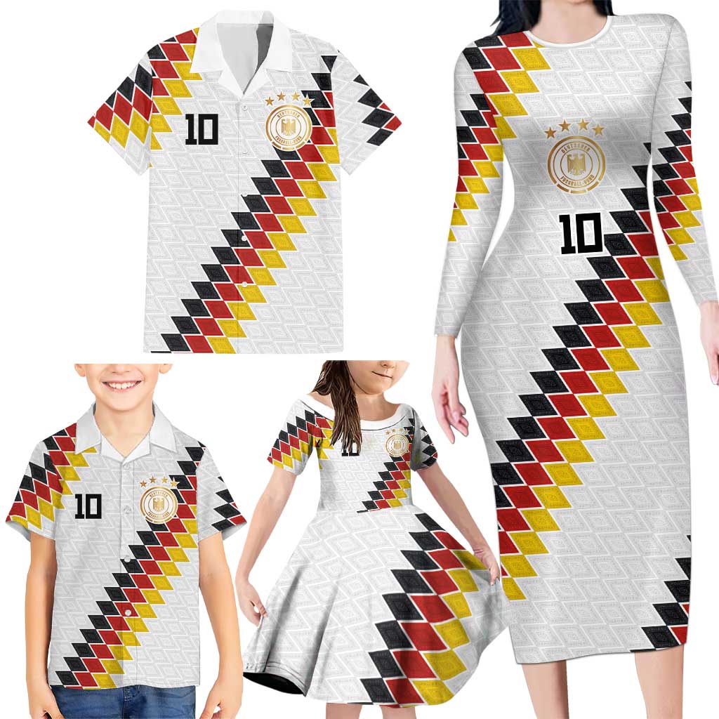 Custom Germany National Football Family Matching Long Sleeve Bodycon Dress and Hawaiian Shirt Inspired German Flag and Bavarian Renaissance Motifs - Wonder Print Shop