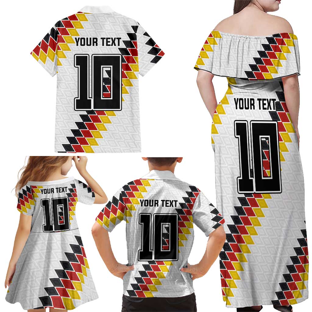 Custom Germany National Football Family Matching Off Shoulder Maxi Dress and Hawaiian Shirt Inspired German Flag and Bavarian Renaissance Motifs - Wonder Print Shop