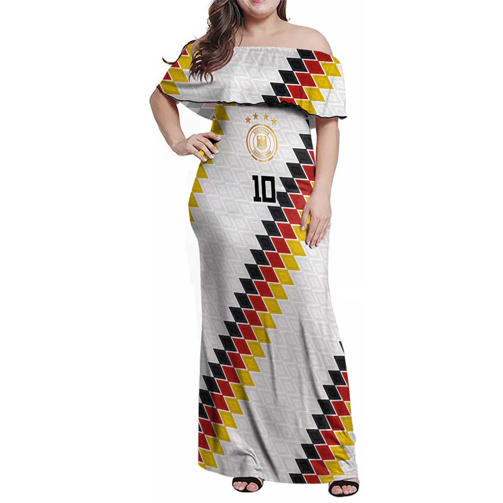 Custom Germany National Football Family Matching Off Shoulder Maxi Dress and Hawaiian Shirt Inspired German Flag and Bavarian Renaissance Motifs - Wonder Print Shop