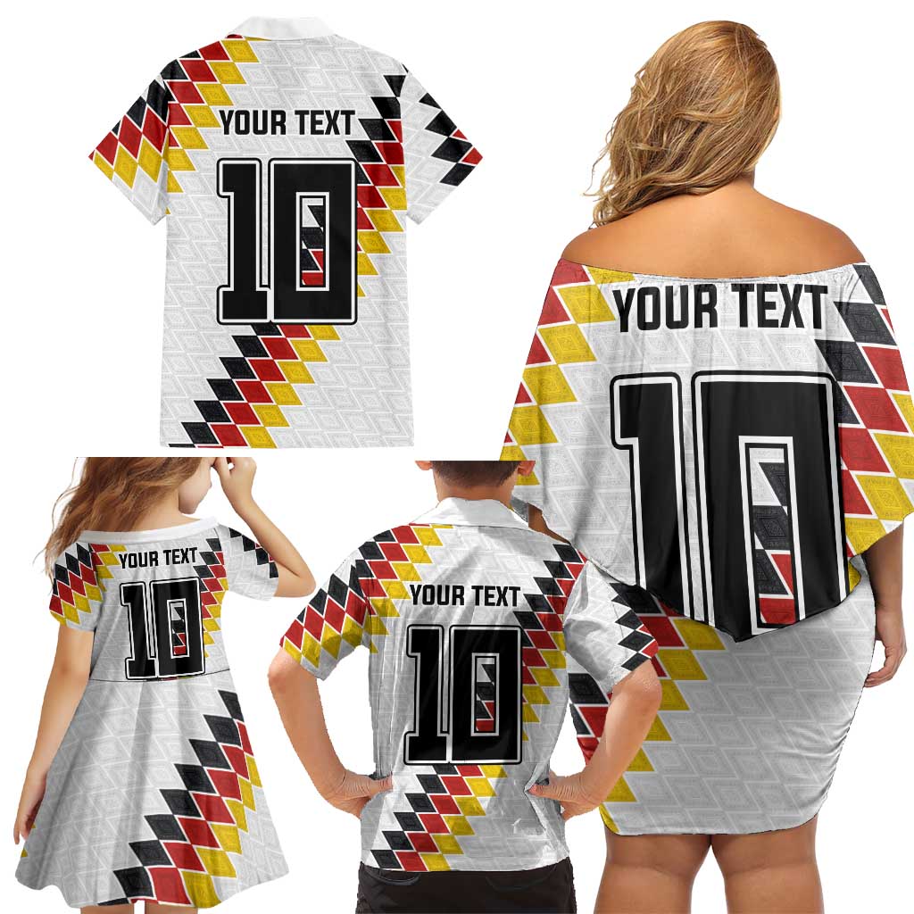 Custom Germany National Football Family Matching Off Shoulder Short Dress and Hawaiian Shirt Inspired German Flag and Bavarian Renaissance Motifs - Wonder Print Shop