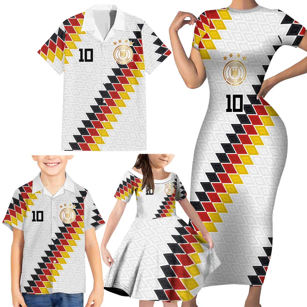 Custom Germany National Football Family Matching Short Sleeve Bodycon Dress and Hawaiian Shirt Inspired German Flag and Bavarian Renaissance Motifs - Wonder Print Shop
