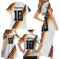 Custom Germany National Football Family Matching Short Sleeve Bodycon Dress and Hawaiian Shirt Inspired German Flag and Bavarian Renaissance Motifs - Wonder Print Shop