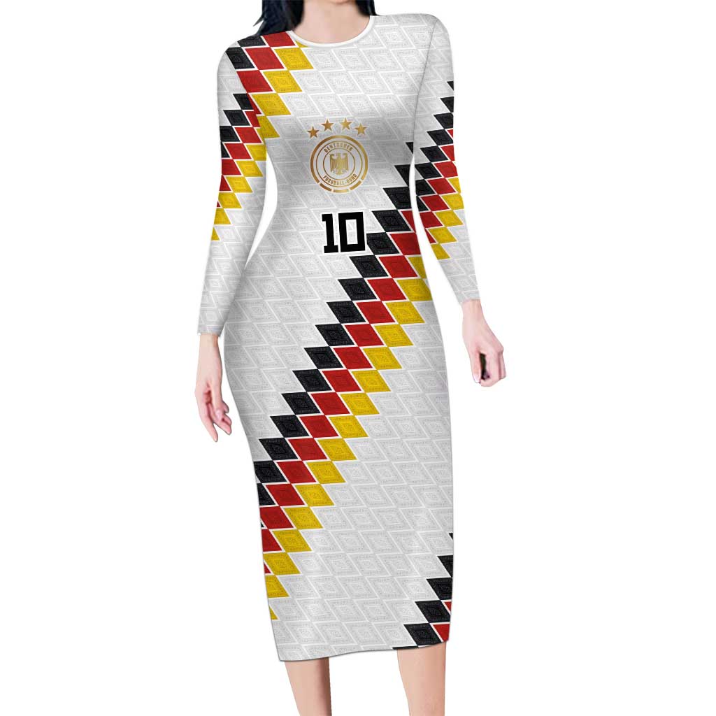 Custom Germany National Football Long Sleeve Bodycon Dress Inspired German Flag and Bavarian Renaissance Motifs - Wonder Print Shop