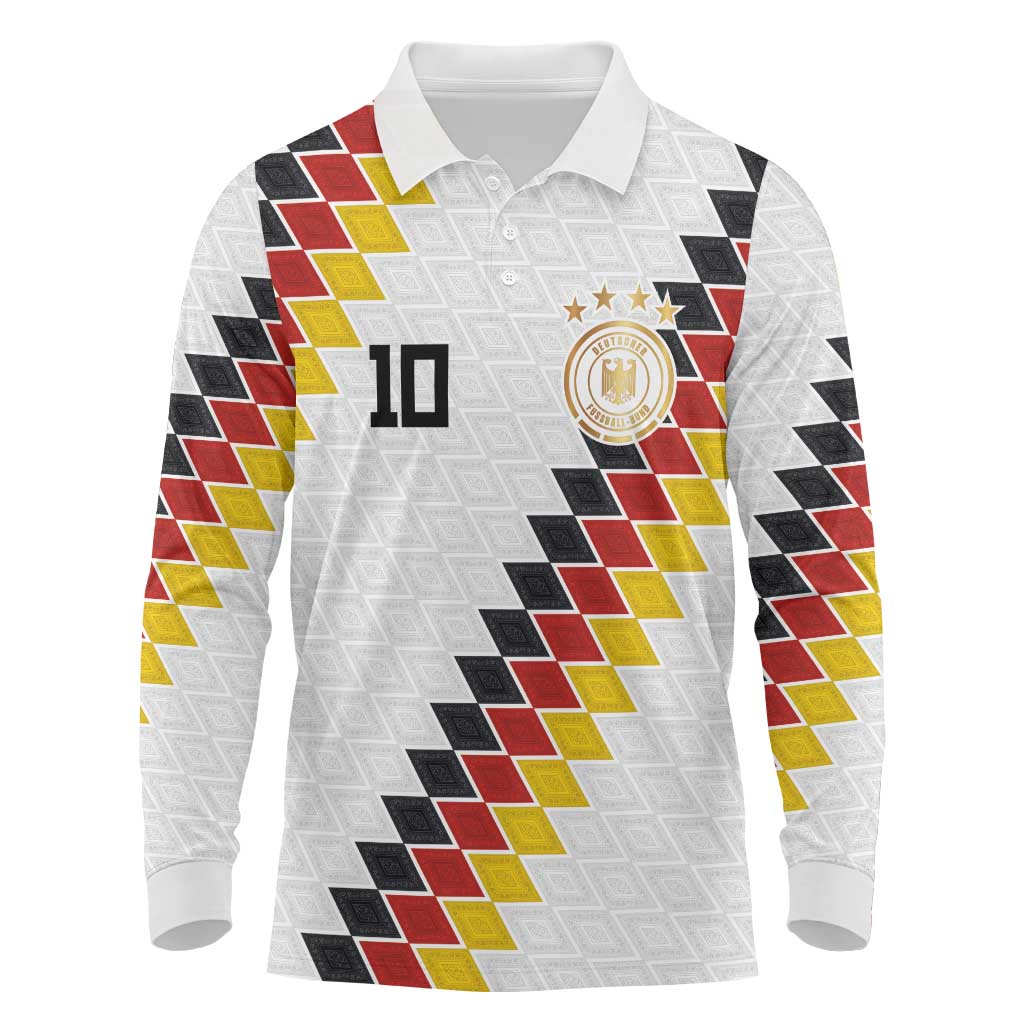 Custom Germany National Football Long Sleeve Polo Shirt Inspired German Flag and Bavarian Renaissance Motifs - Wonder Print Shop