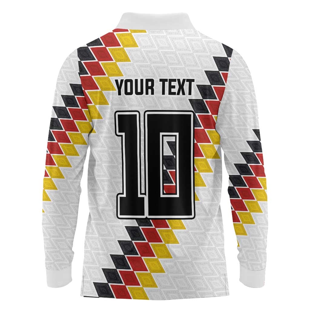 Custom Germany National Football Long Sleeve Polo Shirt Inspired German Flag and Bavarian Renaissance Motifs - Wonder Print Shop