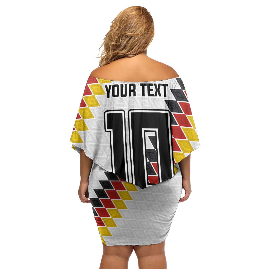Custom Germany National Football Off Shoulder Short Dress Inspired German Flag and Bavarian Renaissance Motifs - Wonder Print Shop