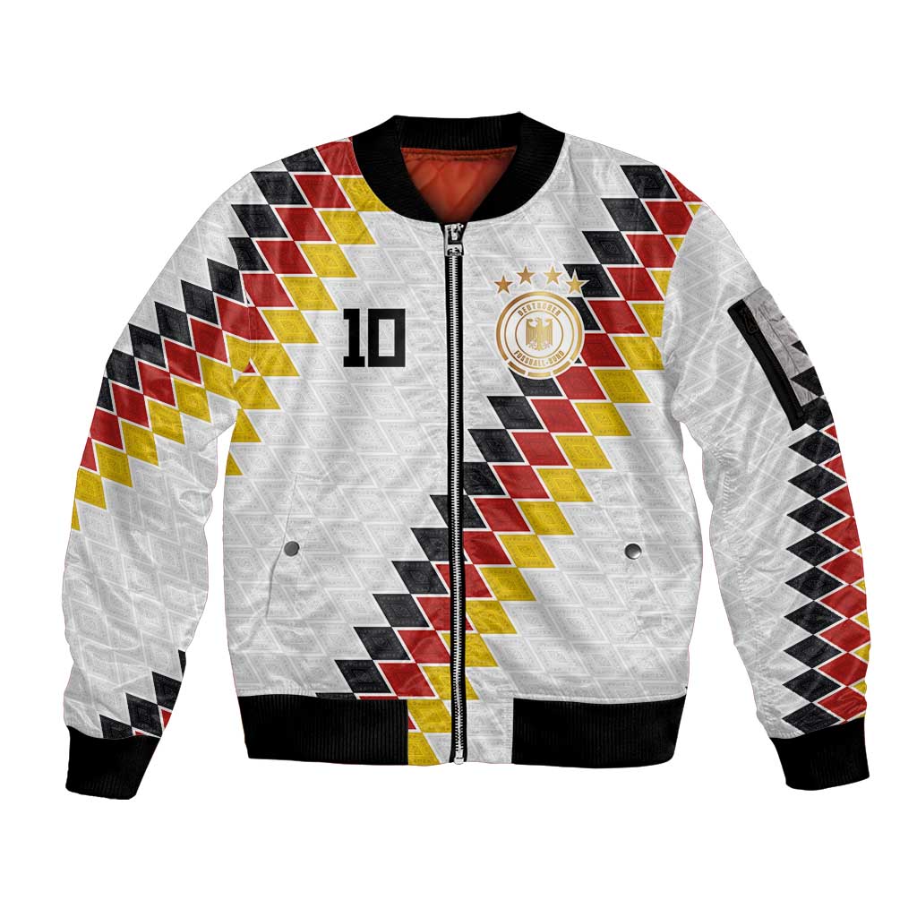 Custom Germany National Football Sleeve Zip Bomber Jacket Inspired German Flag and Bavarian Renaissance Motifs - Wonder Print Shop