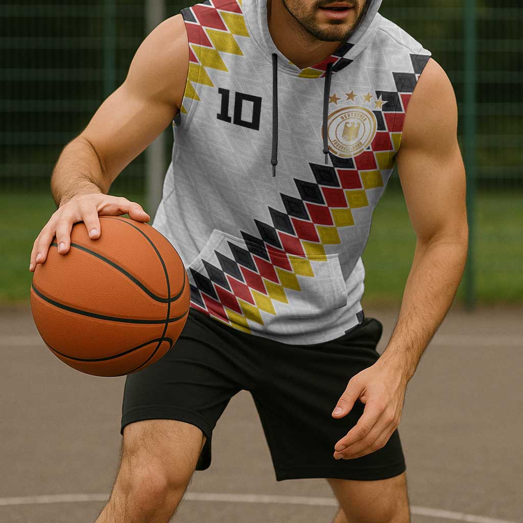 Custom Germany National Football Sleeveless Hoodie Inspired German Flag and Bavarian Renaissance Motifs - Wonder Print Shop