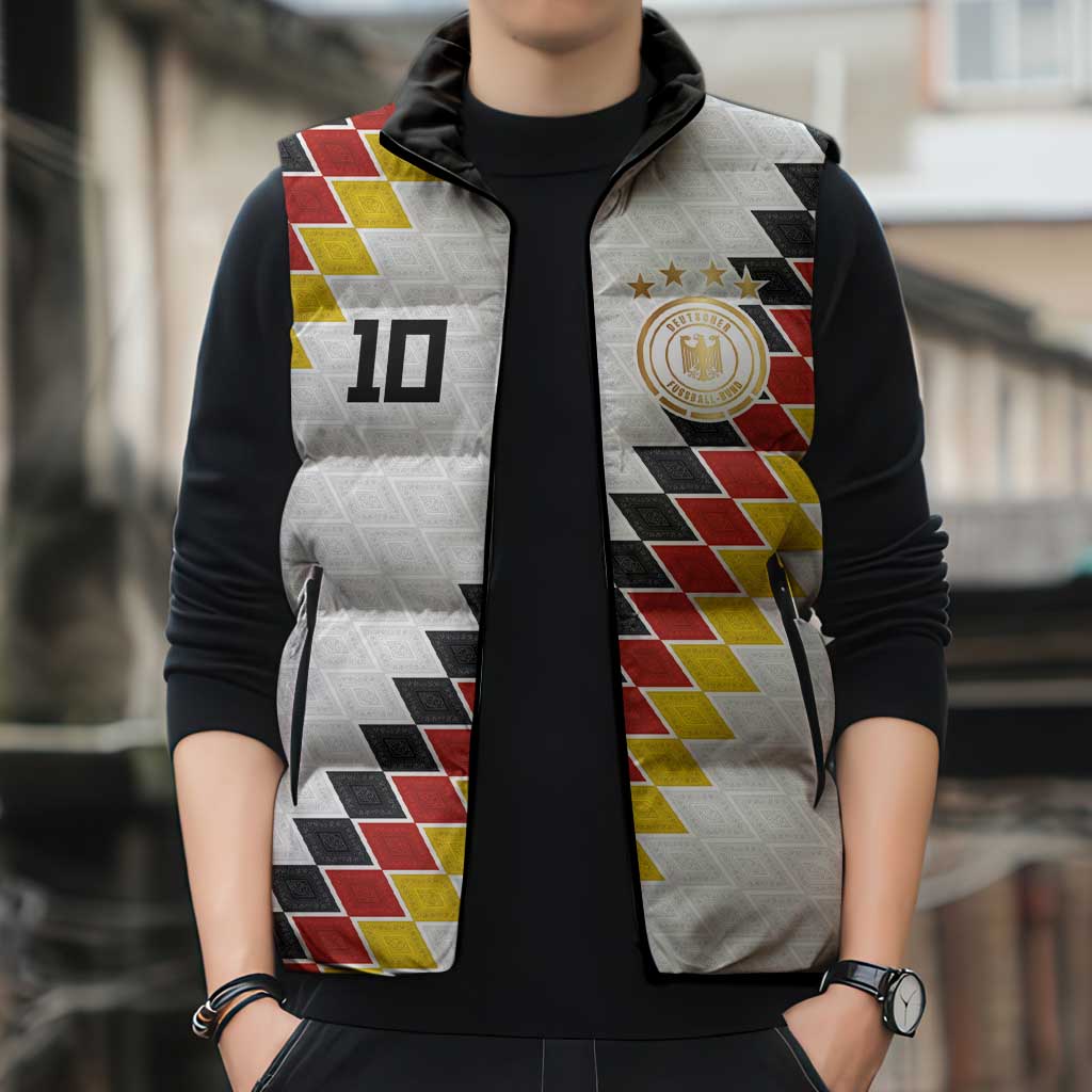 Custom Germany National Football Sleeveless Puffer Jacket Inspired German Flag and Bavarian Renaissance Motifs - Wonder Print Shop