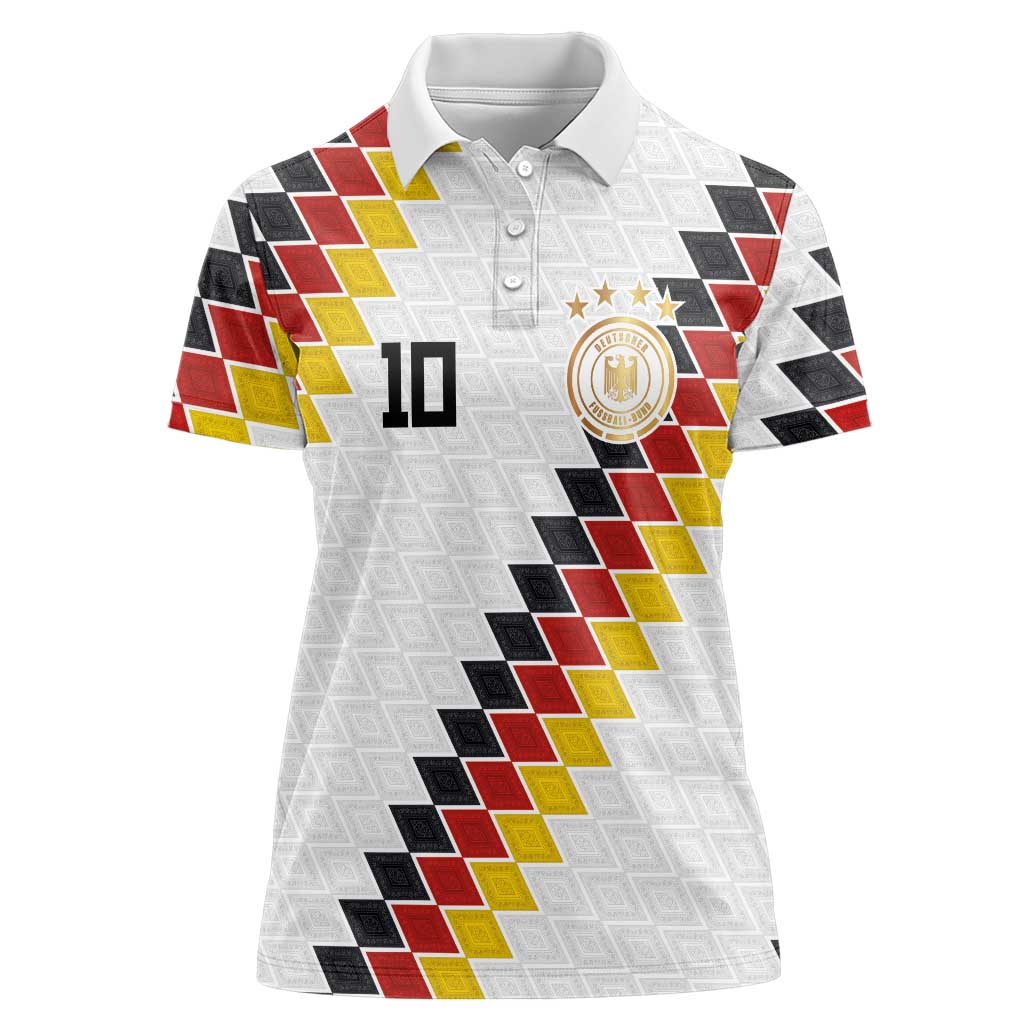 Custom Germany National Football Women Polo Shirt Inspired German Flag and Bavarian Renaissance Motifs - Wonder Print Shop