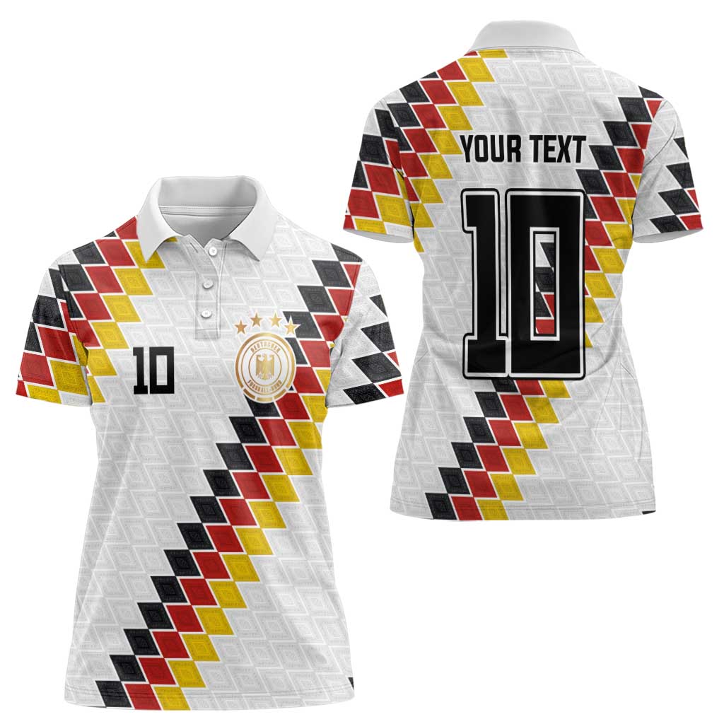 Custom Germany National Football Women Polo Shirt Inspired German Flag and Bavarian Renaissance Motifs - Wonder Print Shop