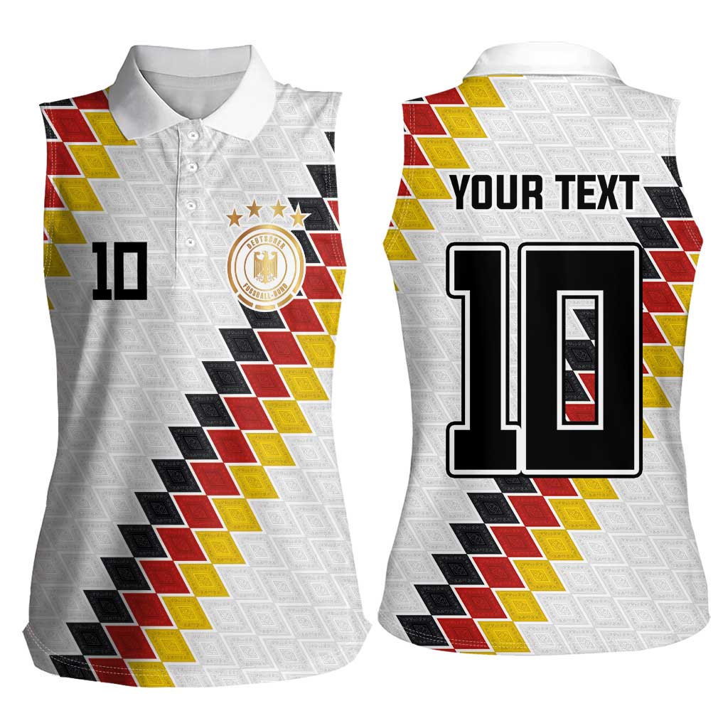 Custom Germany National Football Women Sleeveless Polo Shirt Inspired German Flag and Bavarian Renaissance Motifs - Wonder Print Shop