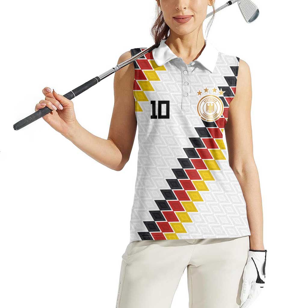 Custom Germany National Football Women Sleeveless Polo Shirt Inspired German Flag and Bavarian Renaissance Motifs - Wonder Print Shop