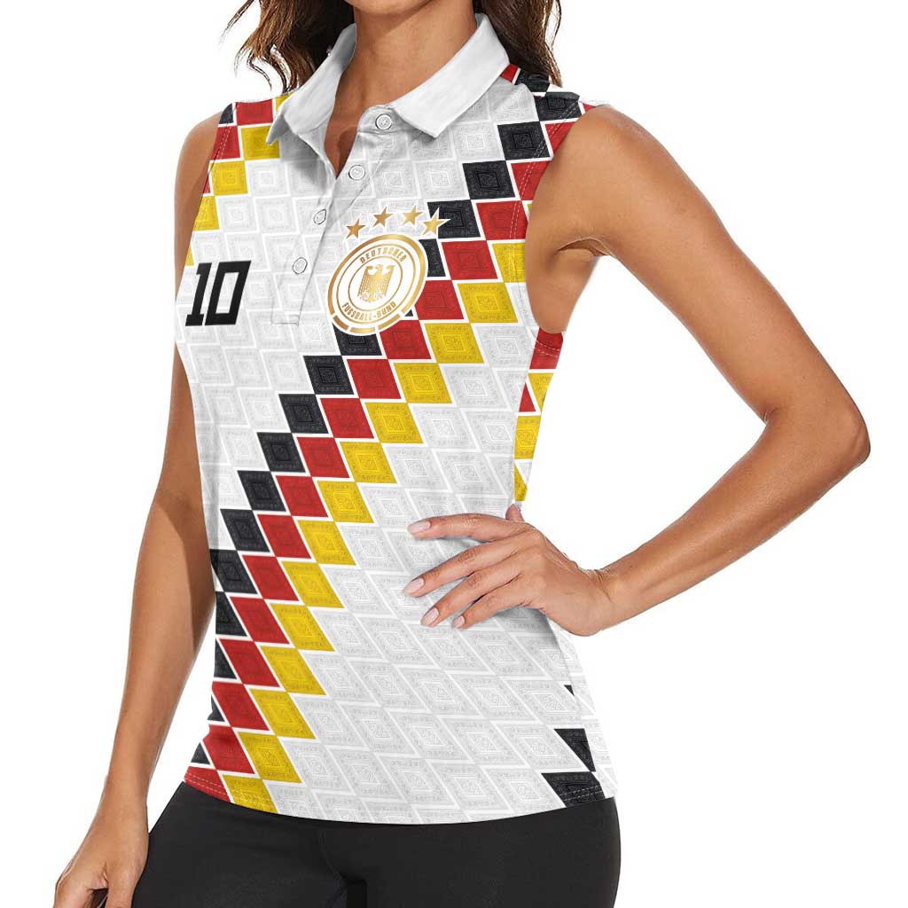 Custom Germany National Football Women Sleeveless Polo Shirt Inspired German Flag and Bavarian Renaissance Motifs - Wonder Print Shop