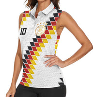 Custom Germany National Football Women Sleeveless Polo Shirt Inspired German Flag and Bavarian Renaissance Motifs - Wonder Print Shop