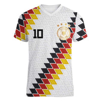 Custom Germany National Football Women V-Neck T-Shirt Inspired German Flag and Bavarian Renaissance Motifs - Wonder Print Shop