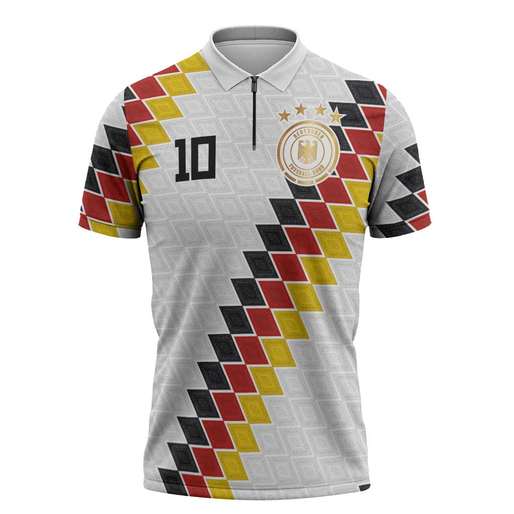 Custom Germany National Football Zipper Polo Shirt Inspired German Flag and Bavarian Renaissance Motifs - Wonder Print Shop