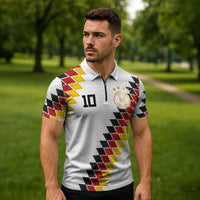 Custom Germany National Football Zipper Polo Shirt Inspired German Flag and Bavarian Renaissance Motifs - Wonder Print Shop
