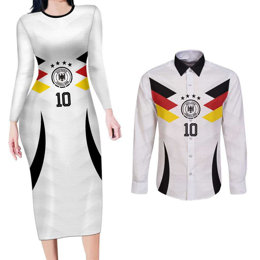 Custom Germany National Football Couples Matching Long Sleeve Bodycon Dress and Long Sleeve Button Shirt Die Mannschaft 2026 - Wonder Print Shop
