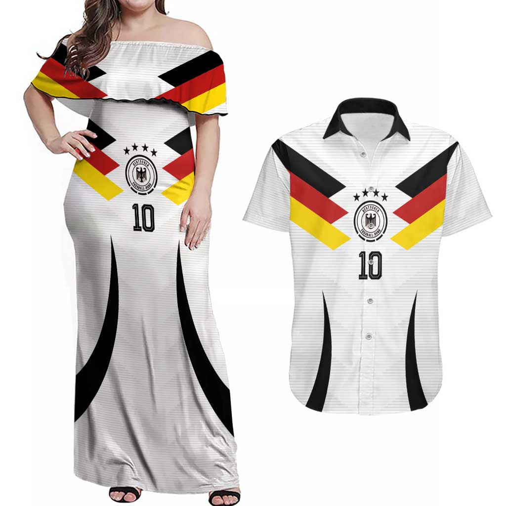 Custom Germany National Football Couples Matching Off Shoulder Maxi Dress and Hawaiian Shirt Die Mannschaft 2026 - Wonder Print Shop