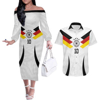 Custom Germany National Football Couples Matching Off The Shoulder Long Sleeve Dress and Hawaiian Shirt Die Mannschaft 2026 - Wonder Print Shop