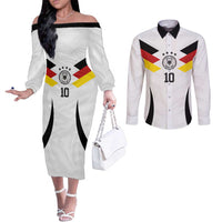 Custom Germany National Football Couples Matching Off The Shoulder Long Sleeve Dress and Long Sleeve Button Shirt Die Mannschaft 2026 - Wonder Print Shop