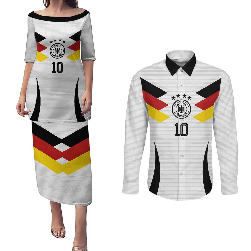 Custom Germany National Football Couples Matching Puletasi and Long Sleeve Button Shirt Die Mannschaft 2026 - Wonder Print Shop