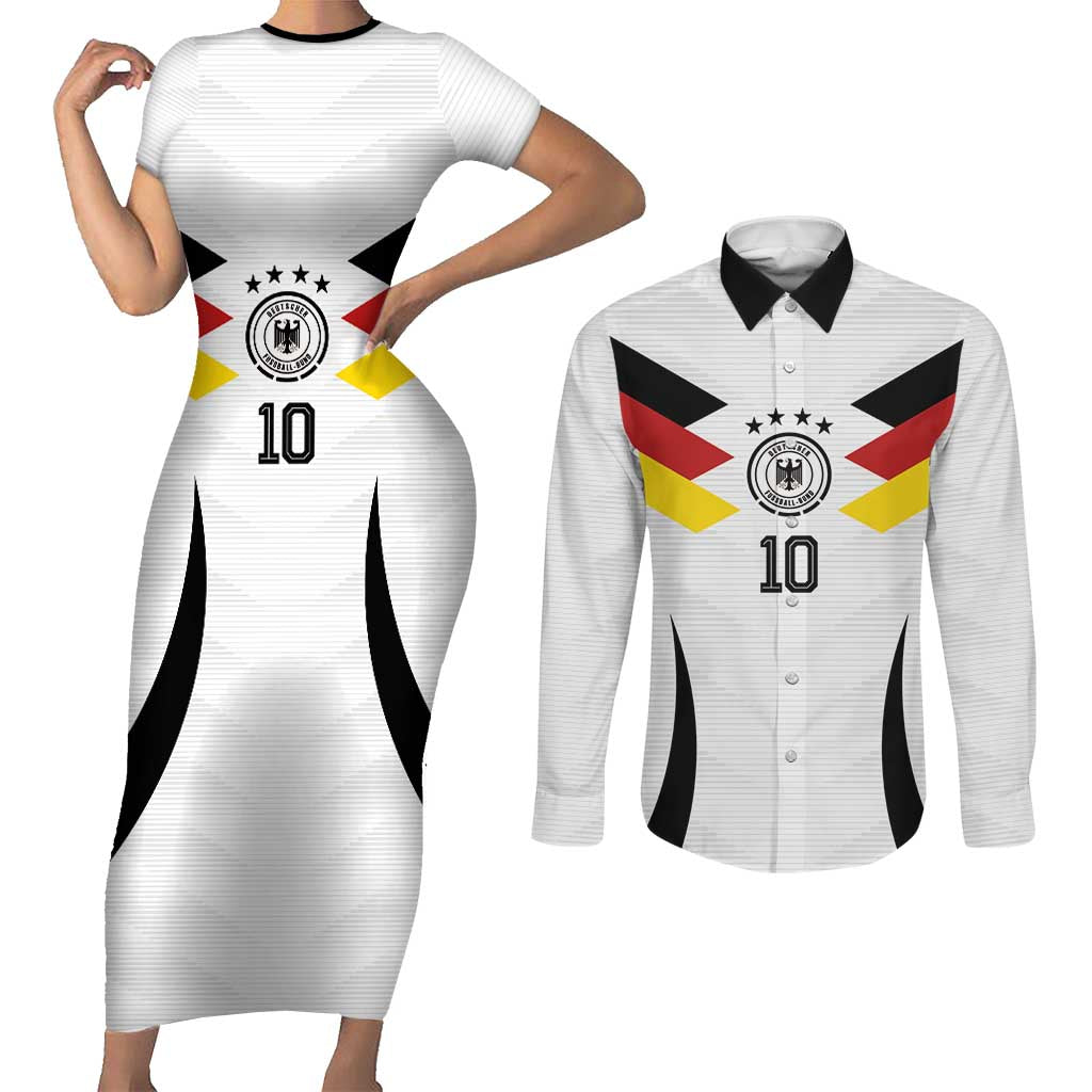 Custom Germany National Football Couples Matching Short Sleeve Bodycon Dress and Long Sleeve Button Shirt Die Mannschaft 2026 - Wonder Print Shop