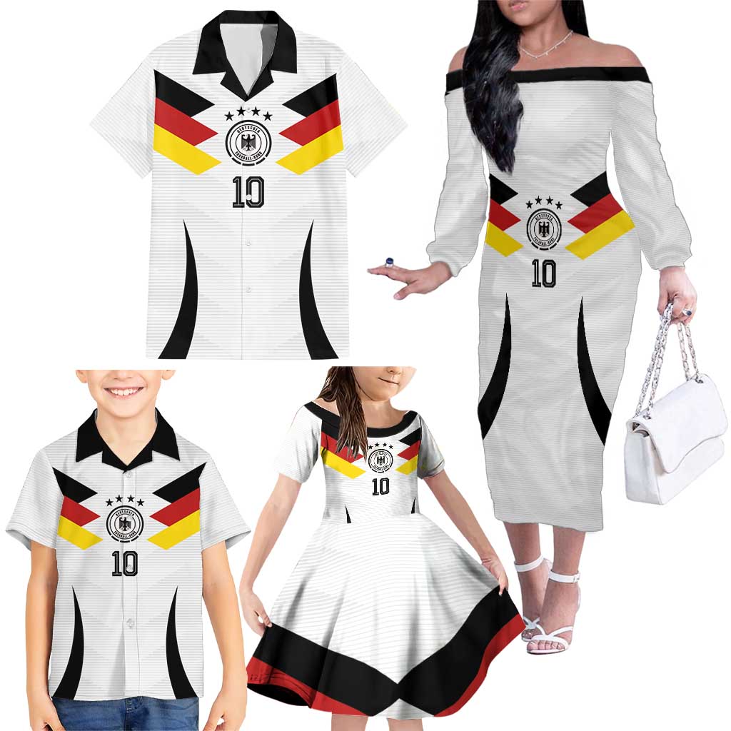 Custom Germany National Football Family Matching Off The Shoulder Long Sleeve Dress and Hawaiian Shirt Die Mannschaft 2026 - Wonder Print Shop
