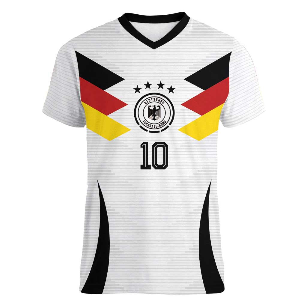 Custom Germany National Football Women V-Neck T-Shirt Die Mannschaft 2026 - Wonder Print Shop