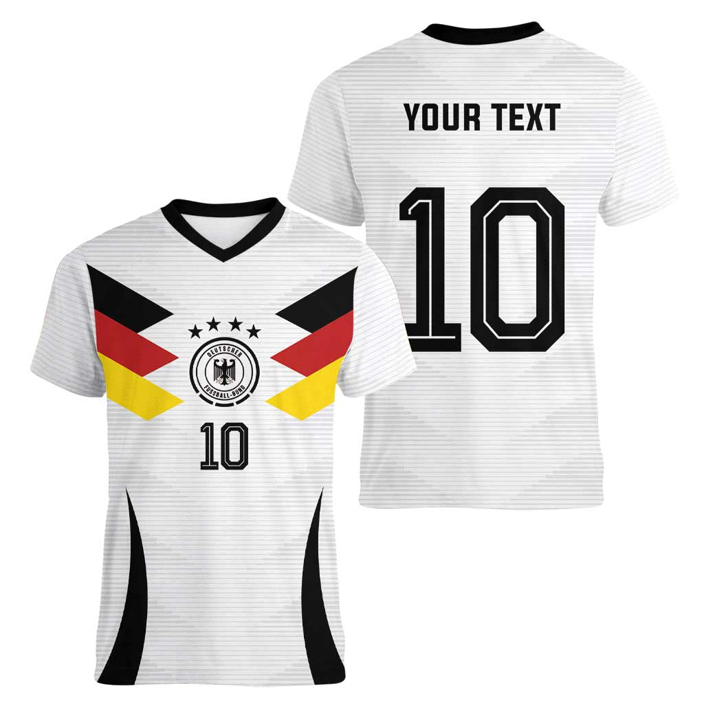 Custom Germany National Football Women V-Neck T-Shirt Die Mannschaft 2026 - Wonder Print Shop