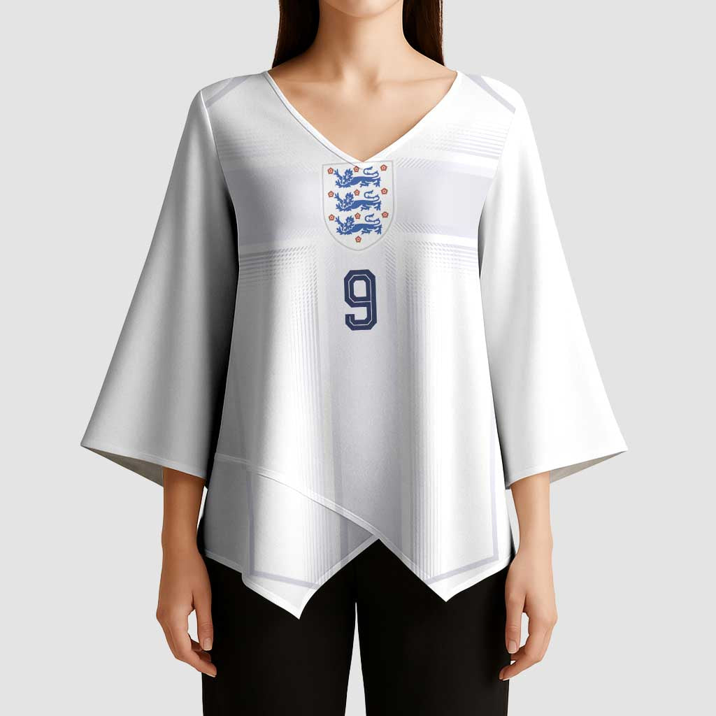 Custom England National Football Kimono Sleeve Blouse The Three Lions-Sporty T90 Style - Wonder Print Shop