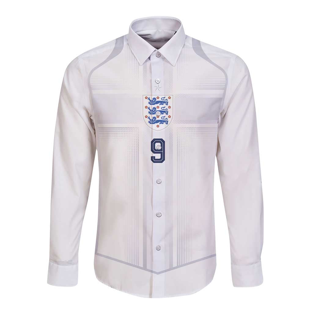 Custom England National Football Long Sleeve Button Shirt The Three Lions-Sporty T90 Style - Wonder Print Shop