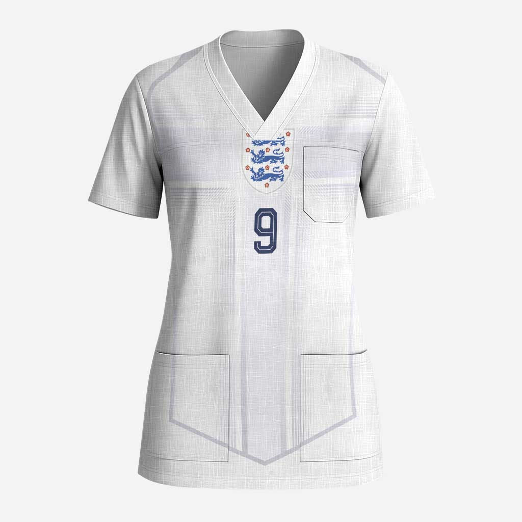 Custom England National Football Scrub Top The Three Lions-Sporty T90 Style - Wonder Print Shop
